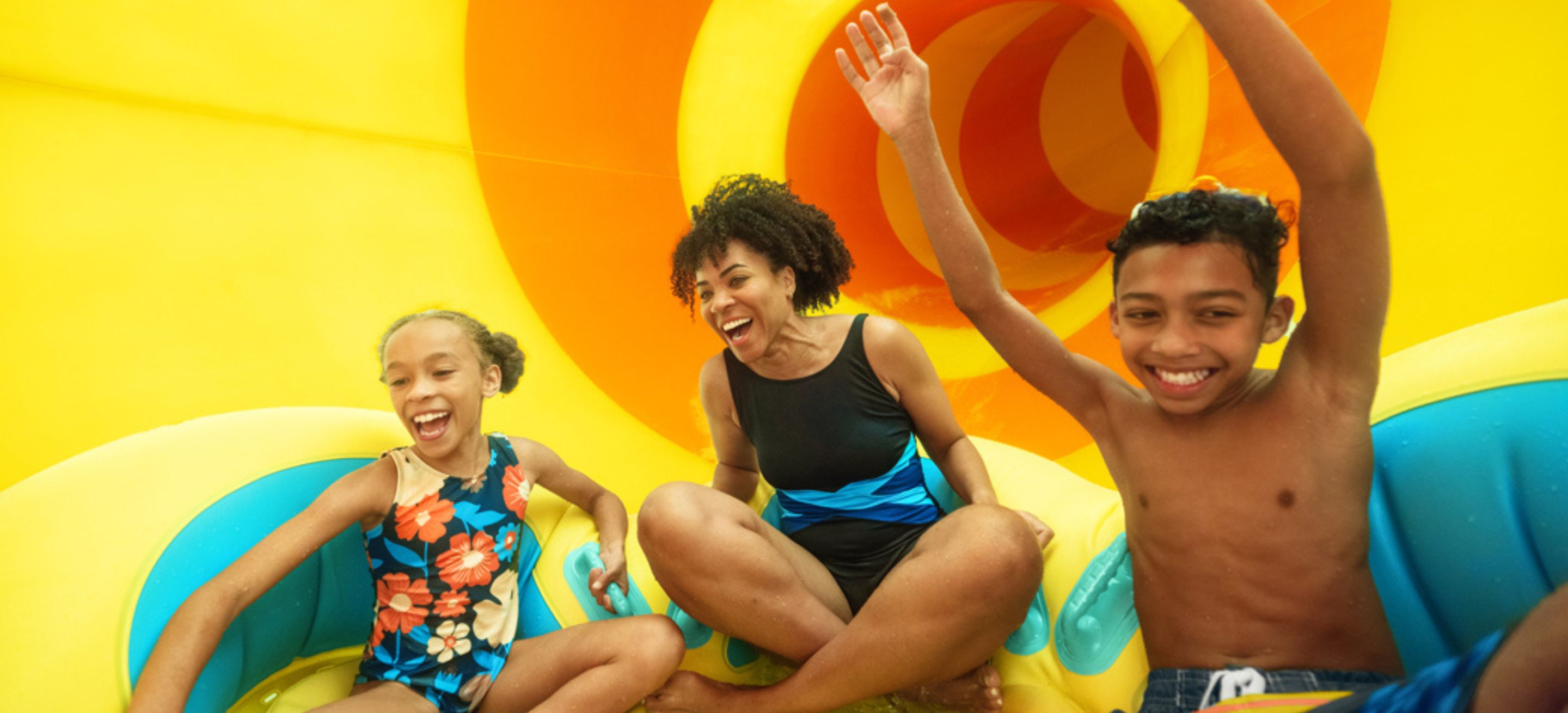 Mother and kids enjoying water park at Great wolf Lodge