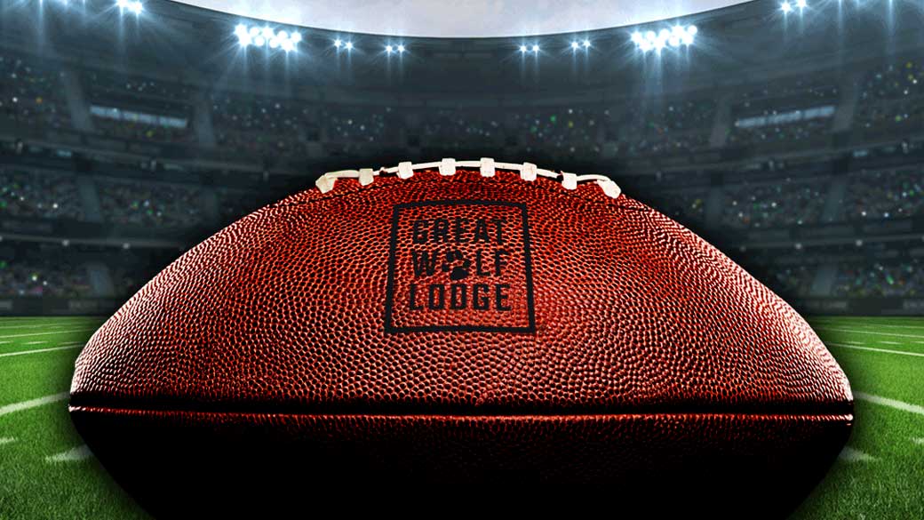 football with a great wolf lodge logo