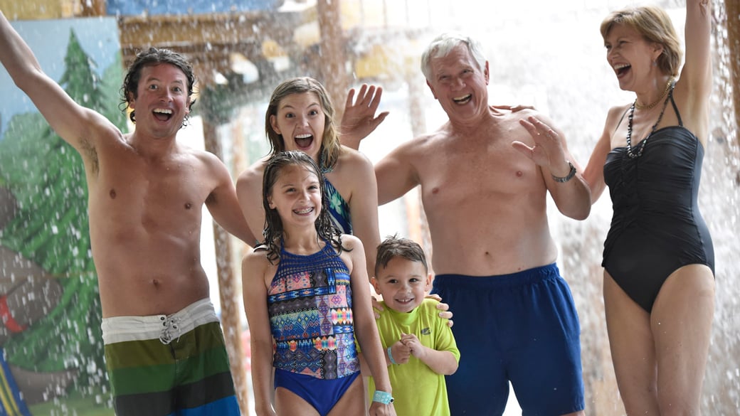 Family enjoying water park