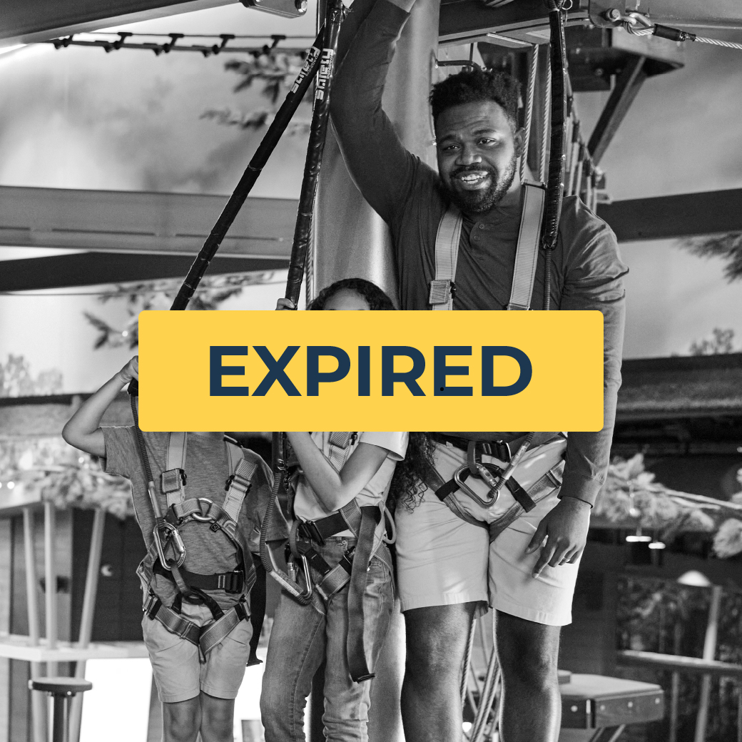 father, daughter and son on the rope course