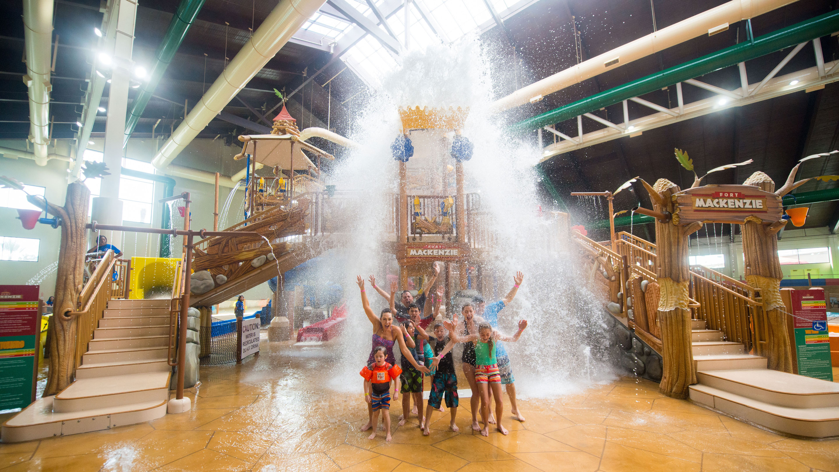 Family having fun at the Great Wolf Lodge indoor waterpark