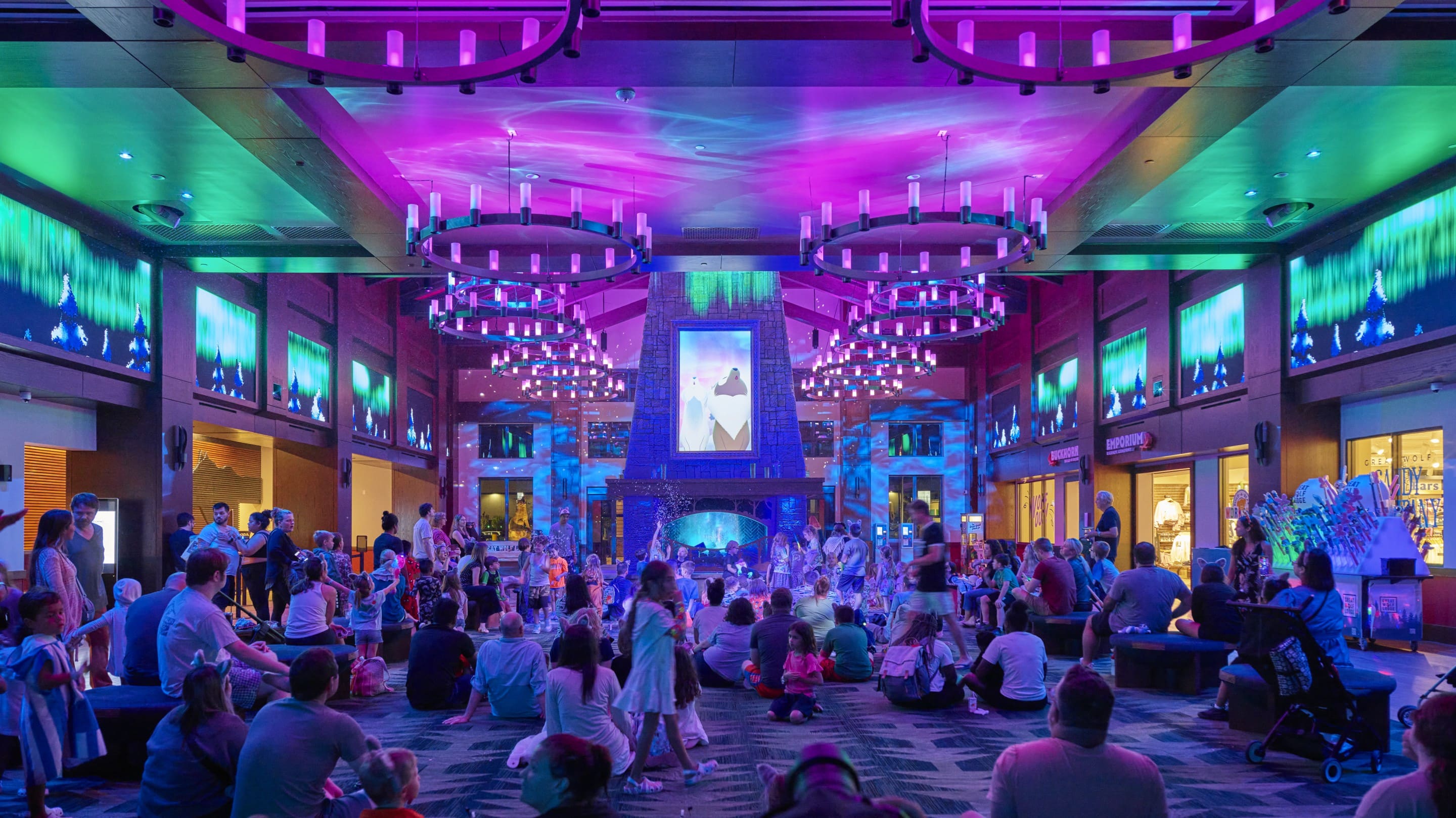 guests watching an immersive storytelling experience