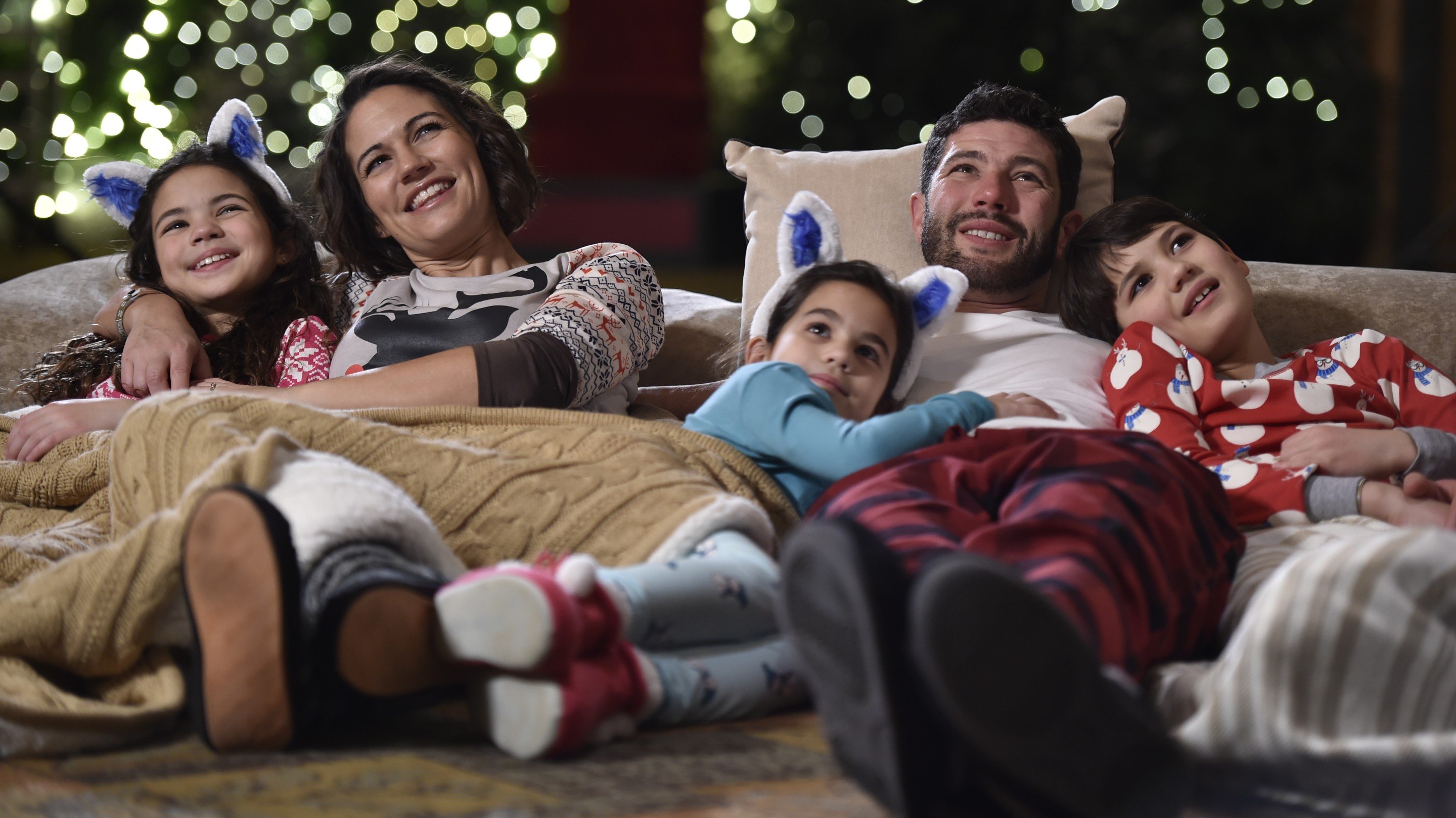 family watching a movie together