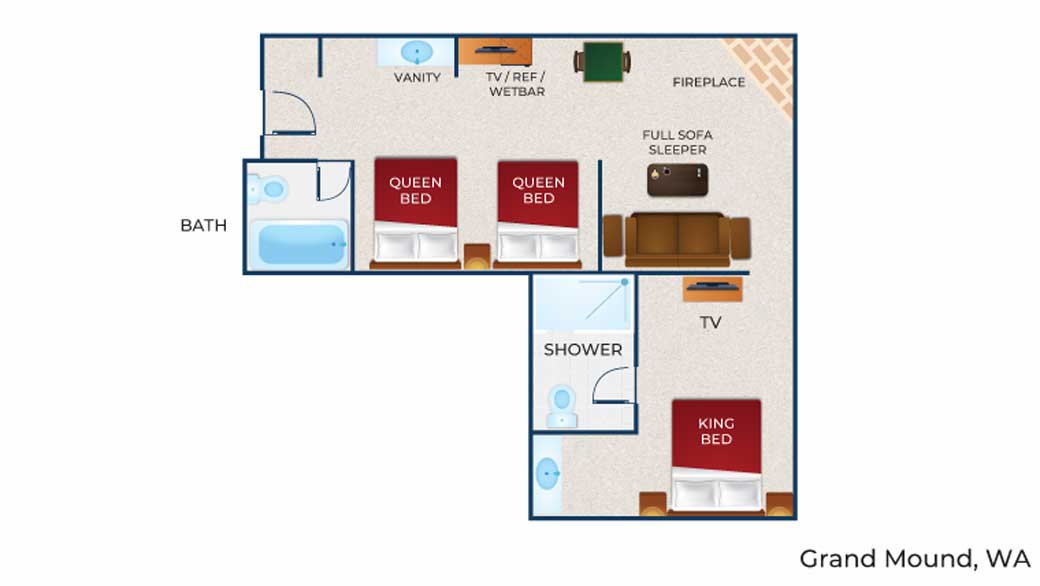 The floor plan for the Grand Bear Suite