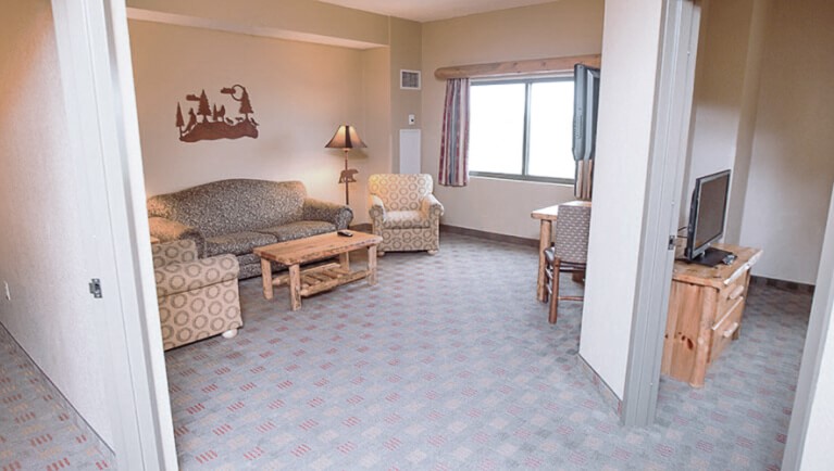 The living space in the Grizzly Bear Suite