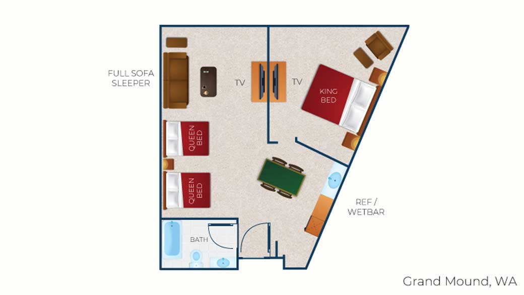 The floor plan for the Majestic Bear Suite(balcony/patio)