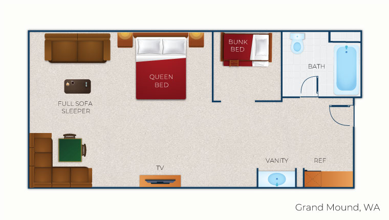 Floorplan of the wolf den suite
