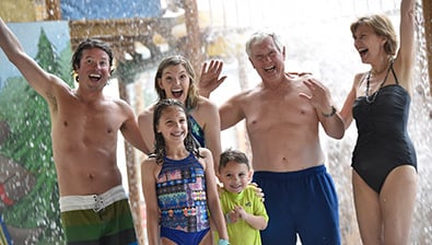 Family with grand parents at the water park