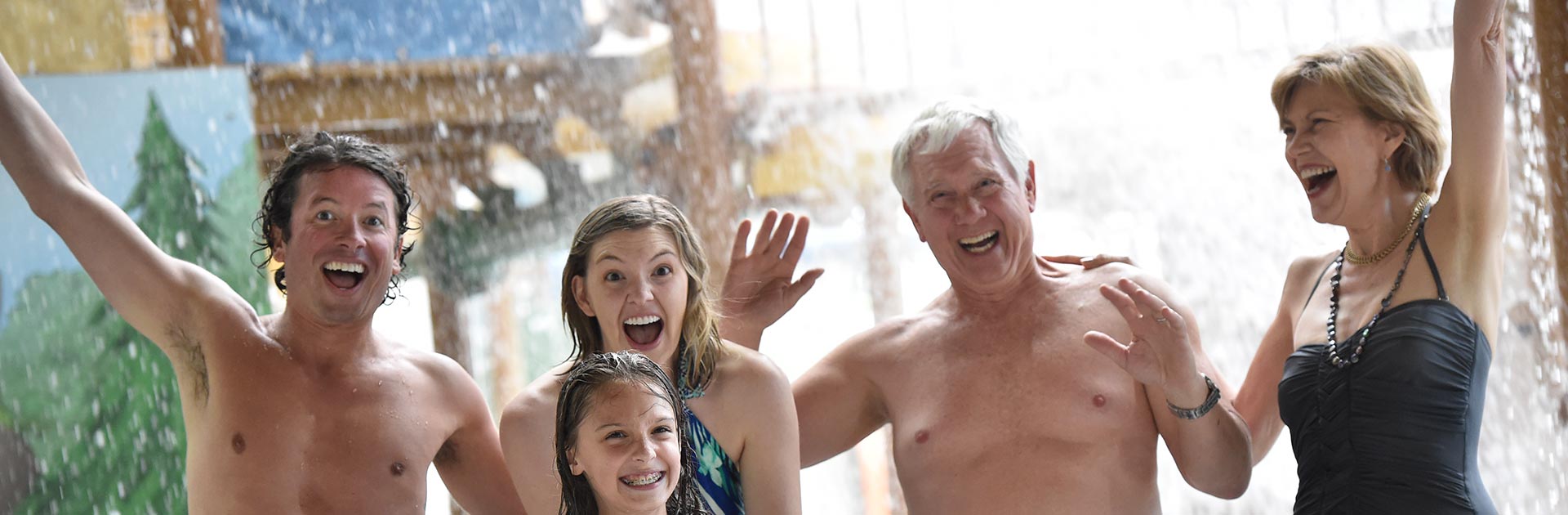 Grandparents and family at the water park