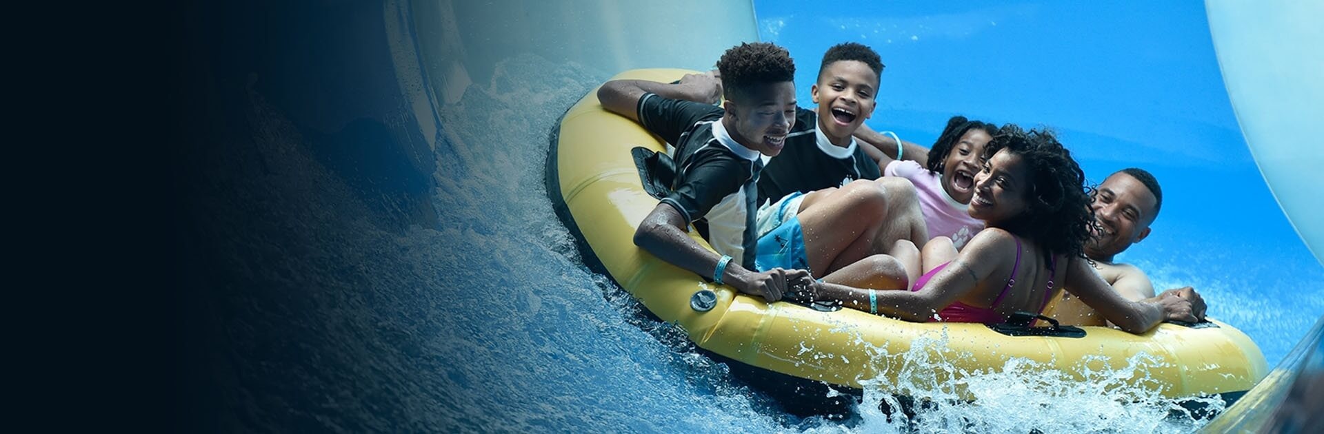 A family rides the tube