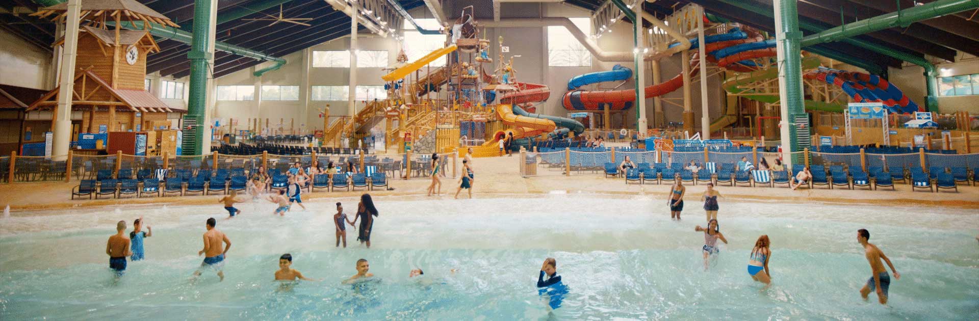 Mother and daughter in an outdoor pool