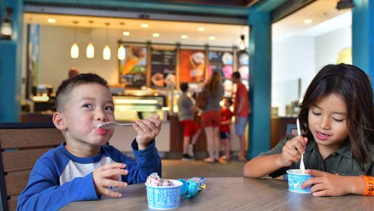 A cup of Ben & Jerry's ice cream available at Great Wolf Lodge indoor water park and resort.