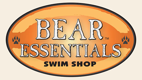 The logo for Bear Essentials Swim Shop at Great Wolf Lodge indoor water park and resort.