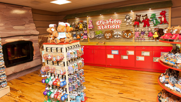 The inside of The Great Wolf Kids Store 