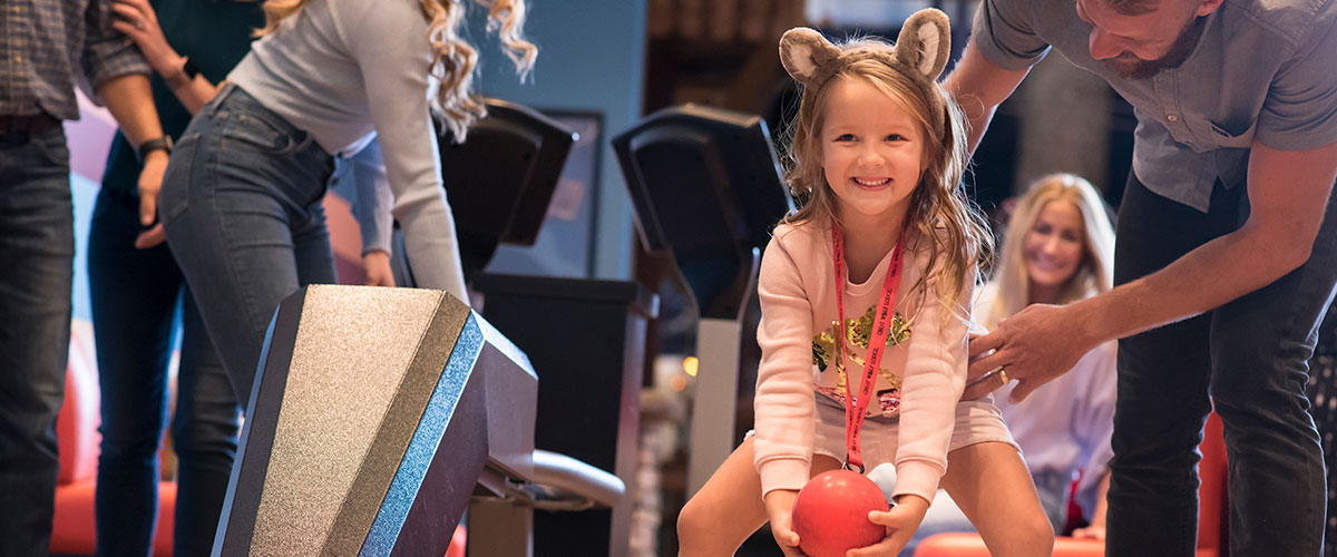 Children bowling at Great Wolf Lodge indoor water park and resort.