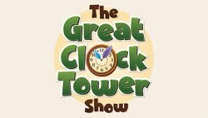 show logo in green with a brown clock in the middle