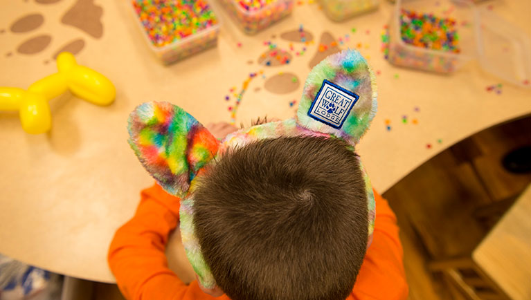 A child working on an arts & crafts project