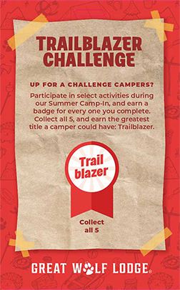 trailblazer challenge info card brown on red background