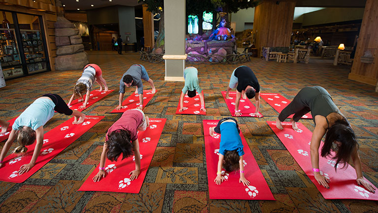 Children take part in a yoga class