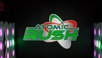 The entrance to AtomicRUSH at Great Wolf Lodge indoor water park and resort.