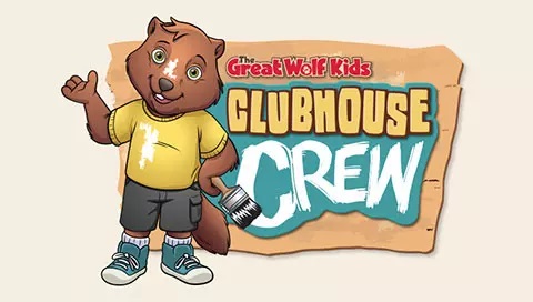 The logo for Clubhouse Crew at Great Wolf Lodge indoor water park and resort.