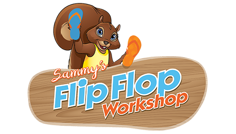 The logo for Sammy's Flip Flop Workshop at Great Wolf Lodge indoor water park and resort.
