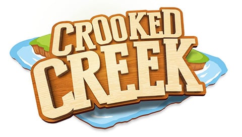 The logo for Crooked Creek lazy river