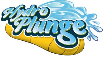 The logo for Hydro Plunge water slide