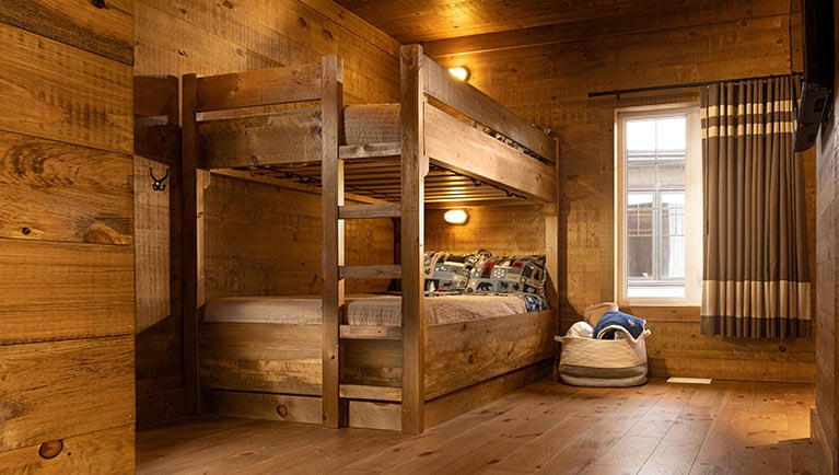 The bunk bed view of the Detached Timber Wolf Cottage 