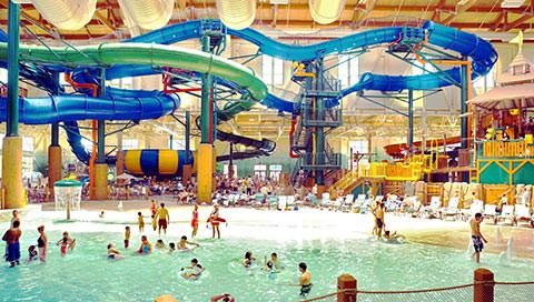The indoor water park at Great Wolf Lodge.