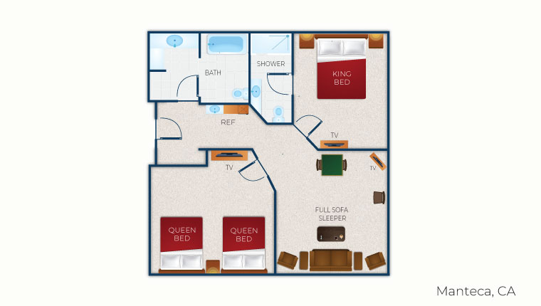 The floorplan of the Grizzly Bear Suite