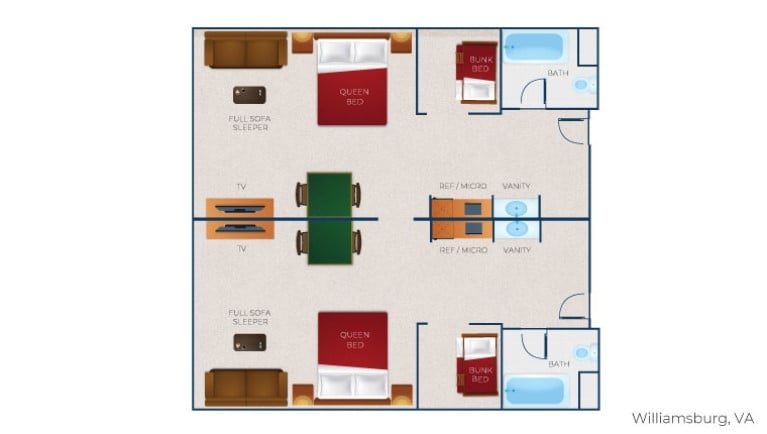 The floor plan for the Grand Wolf Den Suite