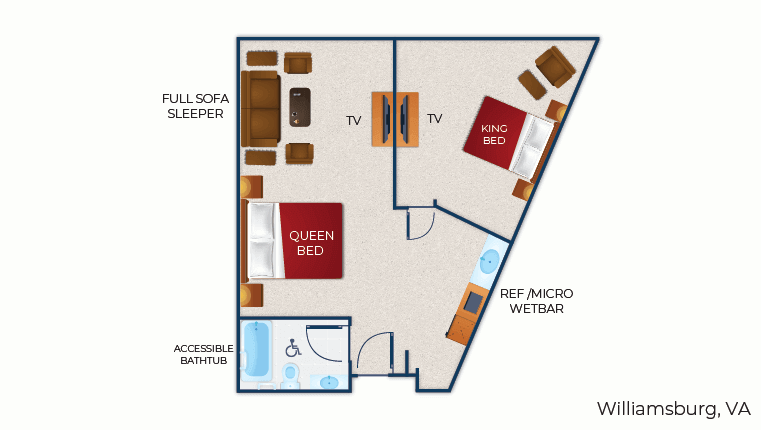 The floor plan for the Royal Bear Suite