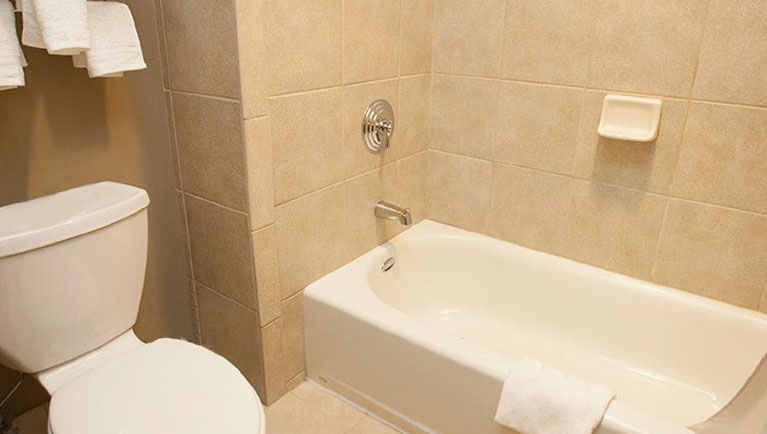 The bathroom in the Family Fireplace Suite