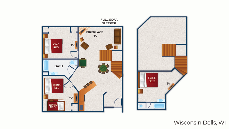 The floor plan for the Wolf Pack Loft Condo