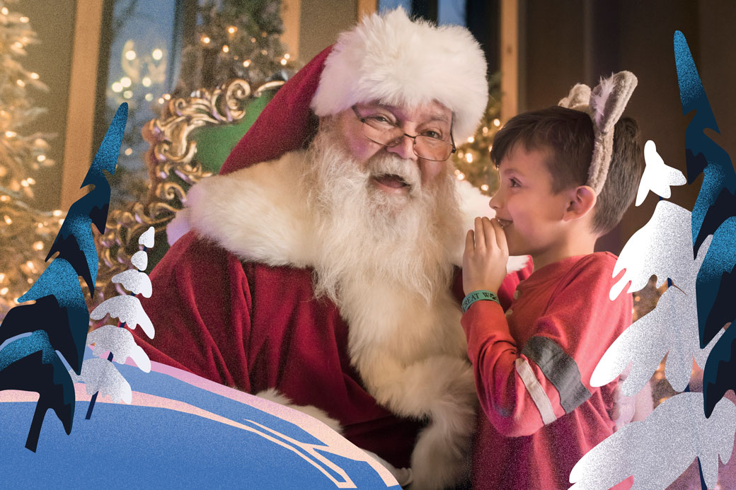 kid sitting in Santa's lap