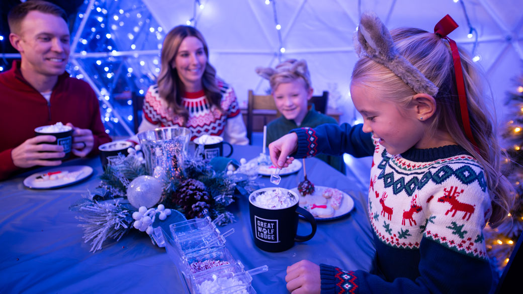 Serving hot chocolate to a kid
