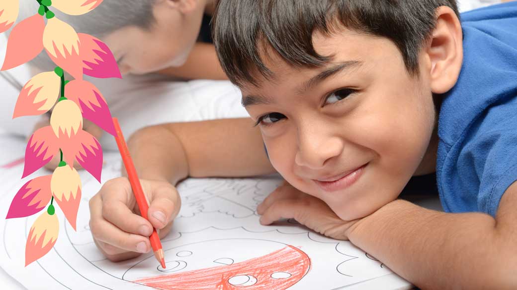 a boy drawing