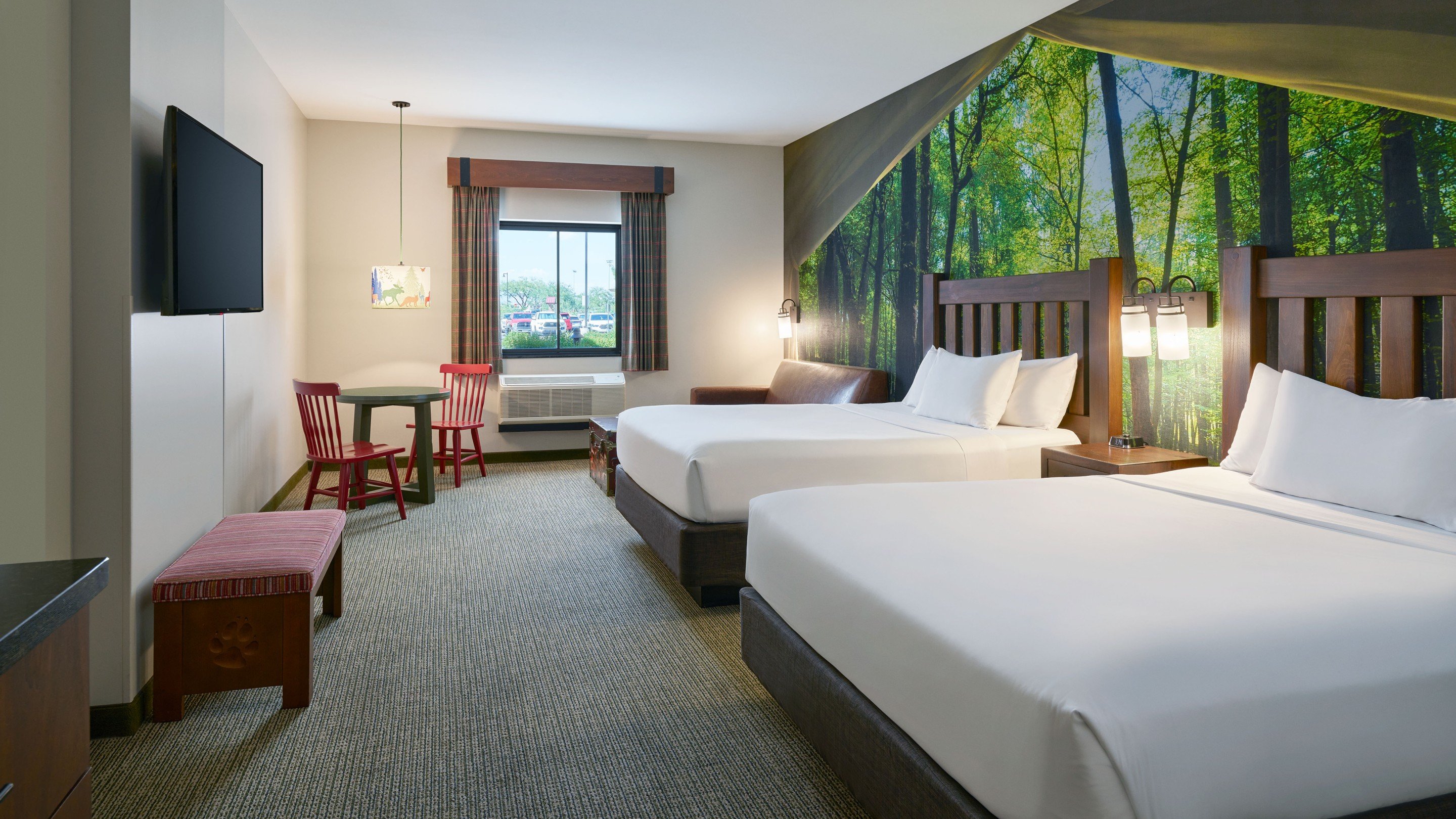 Queen beds in the Family Wolf Den Suite
