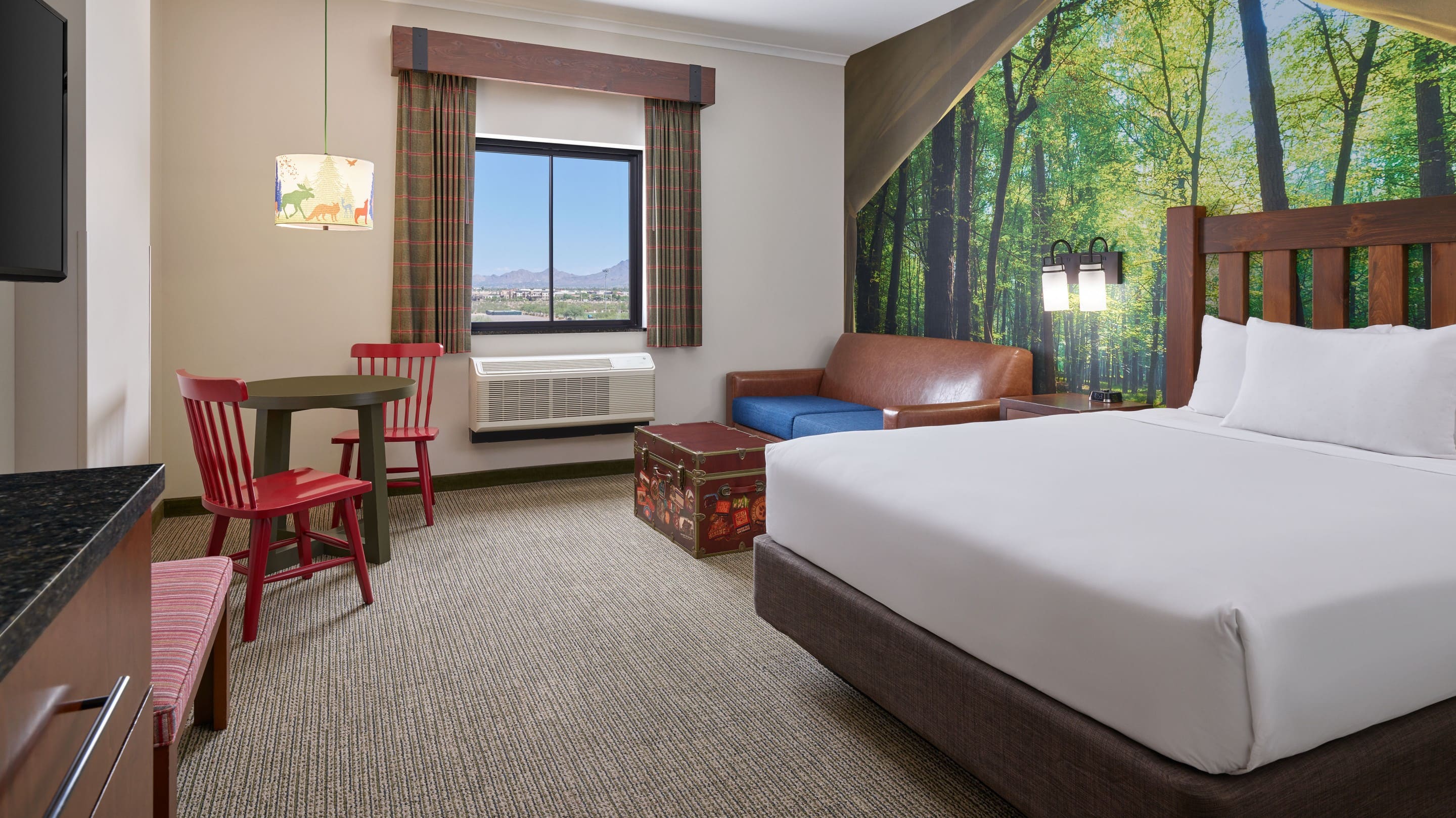 Window view of the Family Wolf Den Suite