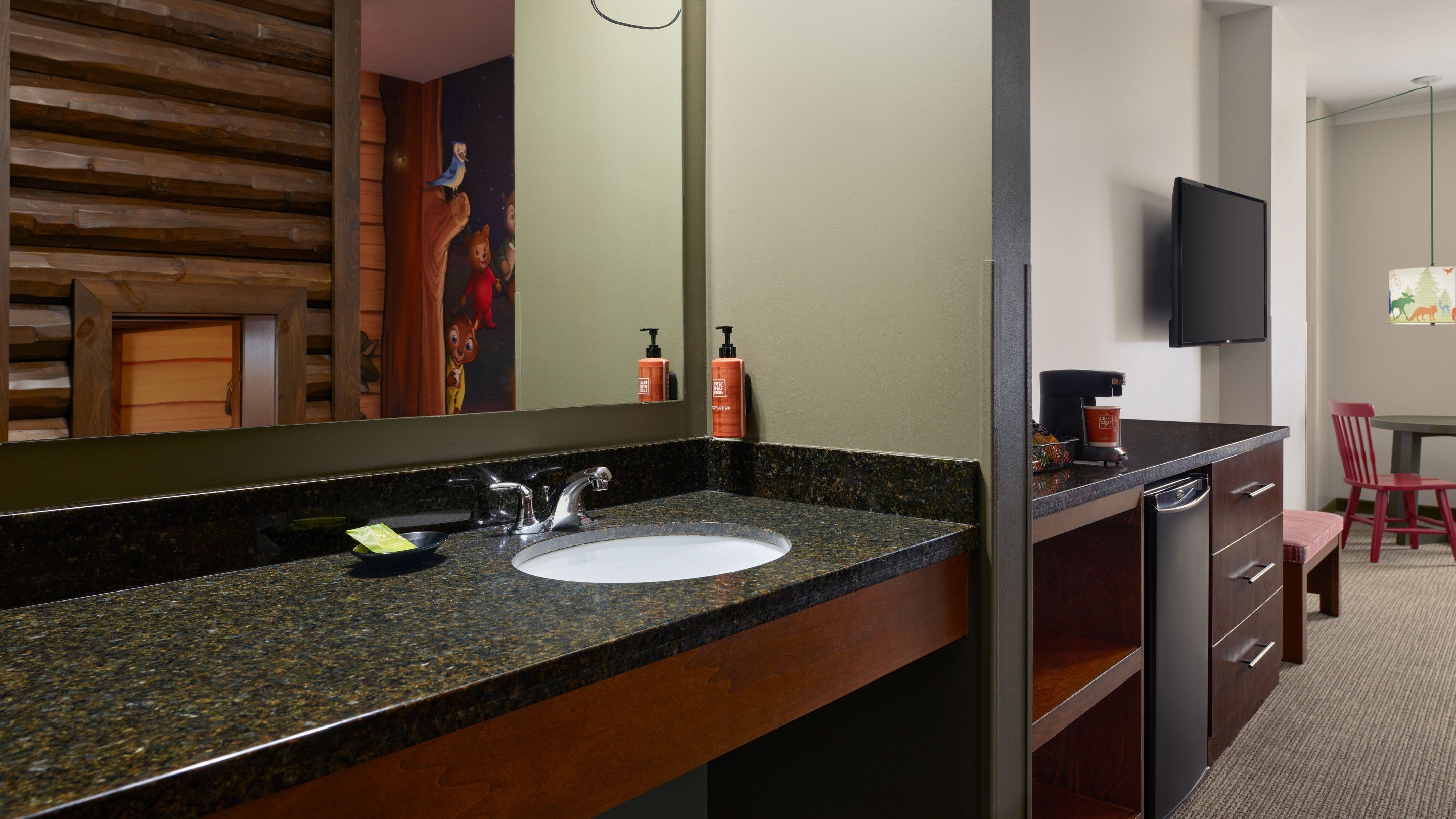The sink area in the KidCabin Suite