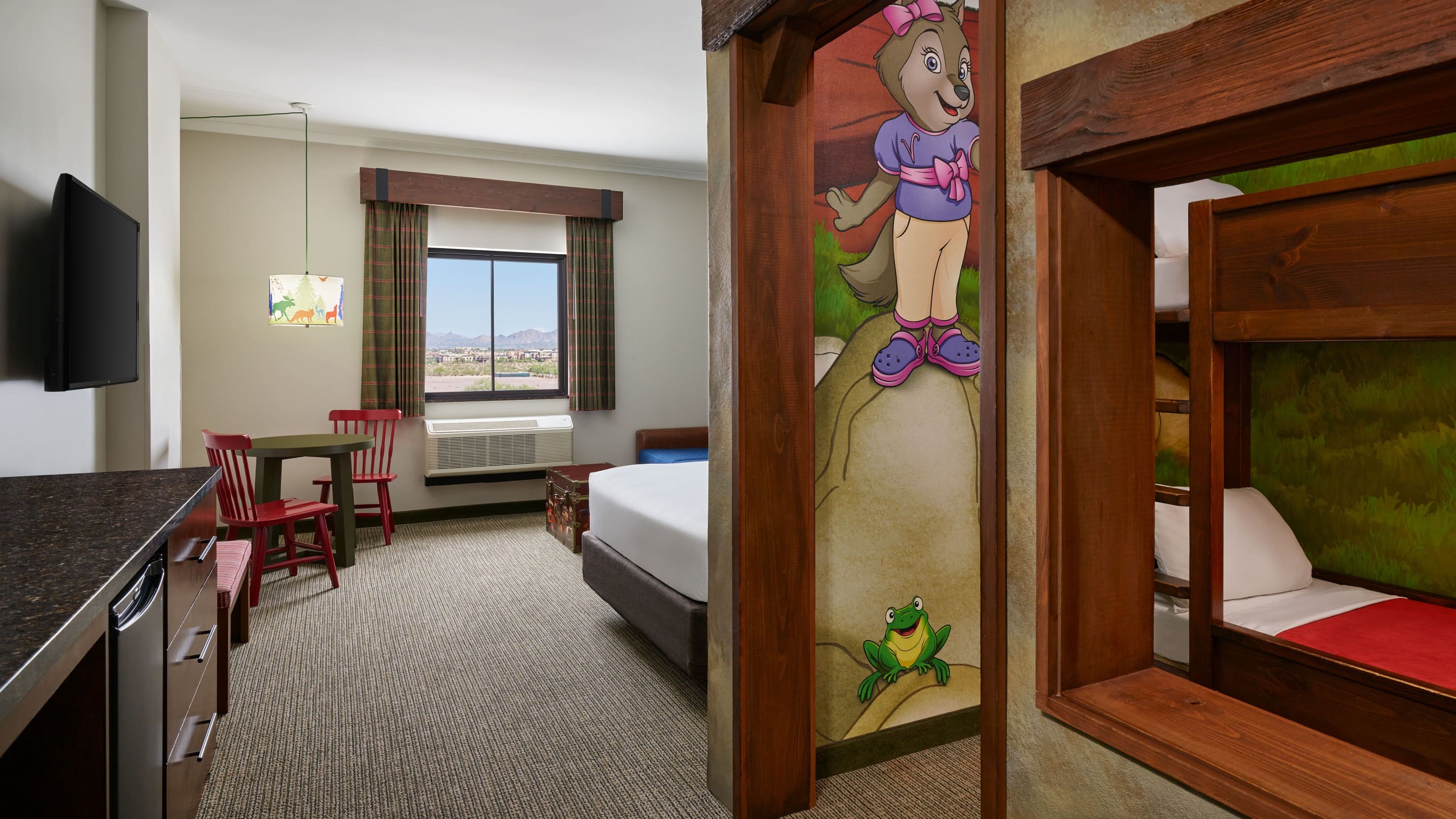 The sink area  in the Wolf Den Suite