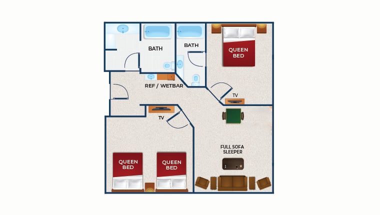 The floor plan for the Grizzly Bear Suite