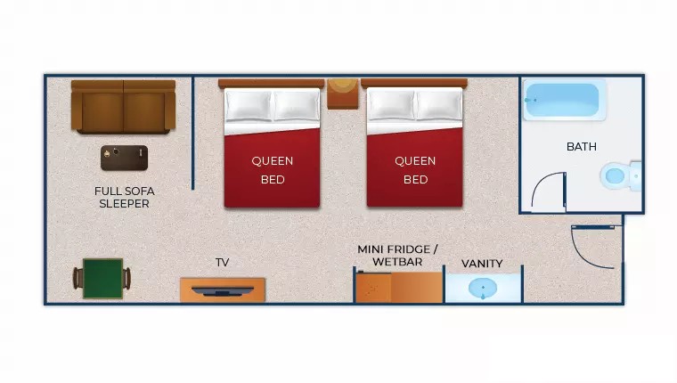 The floorplan for the Family Suite