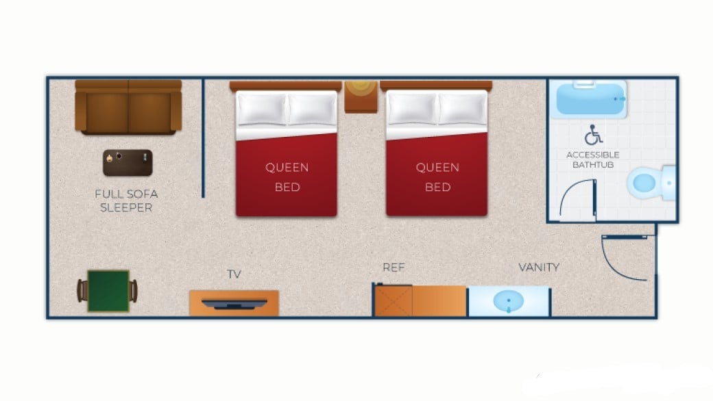 Floorplan of the family suite accessible bathtub