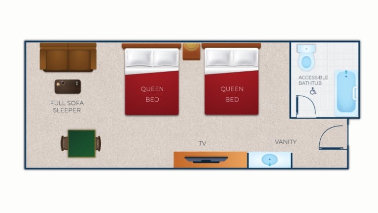 Floorplan of the family suite accessible bathtub