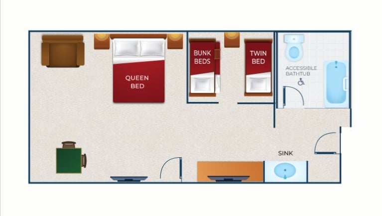 The floorplan of the KidCabin Suite