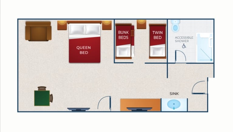 The floorplan of the KidCabin Suite