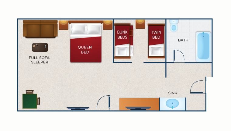 Floorplan of the kid cabin suite
