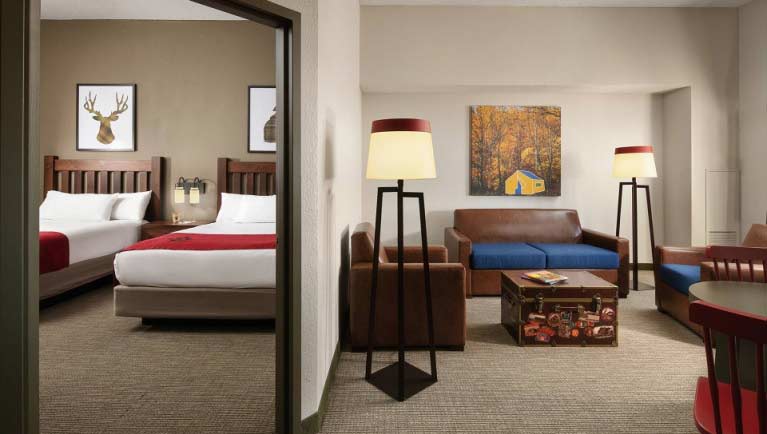 The living room in the Brown Bear Suite